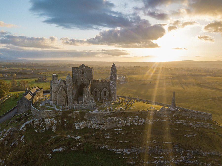 Castle Photograph - The Famous Ireland Castle rock Of Cashel On A Sunset #1 by Cavan Images