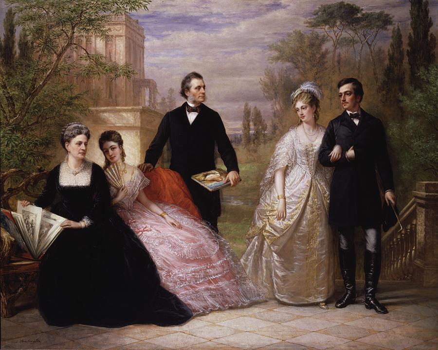 Victorian Painting - The Field Family In A Garden by Daniel Huntington