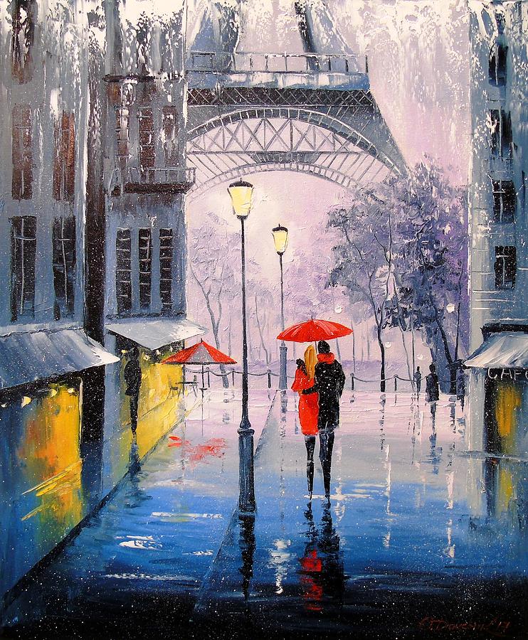 The first snow in Paris Painting by Olha Darchuk - Fine Art America