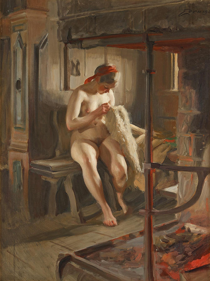The Flea #2 Painting by Anders Zorn