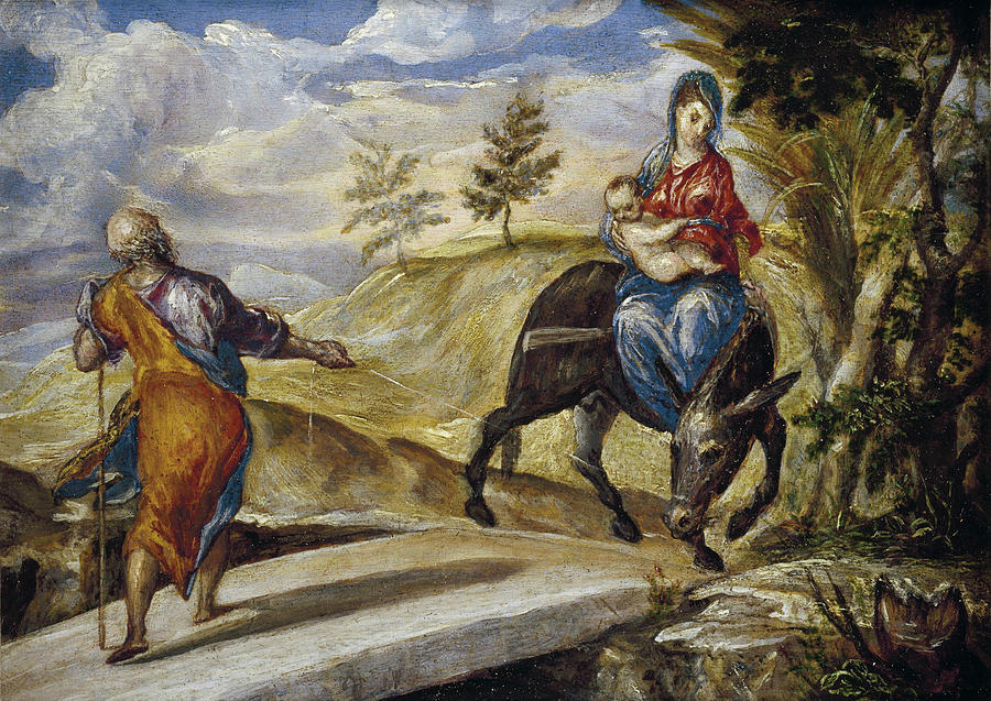 El Greco Painting - The Flight into Egypt #1 by El Greco