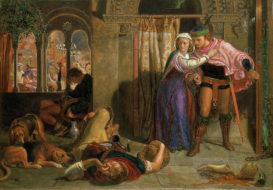 William Holman Hunt Painting - The flight of Madeline and Porphyro #1 by William Holman Hunt