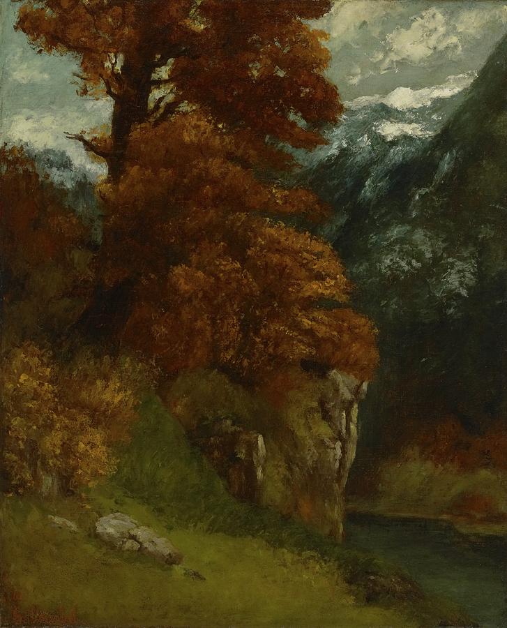 Tree Painting - The Glen At Ornans by Gustave Courbet