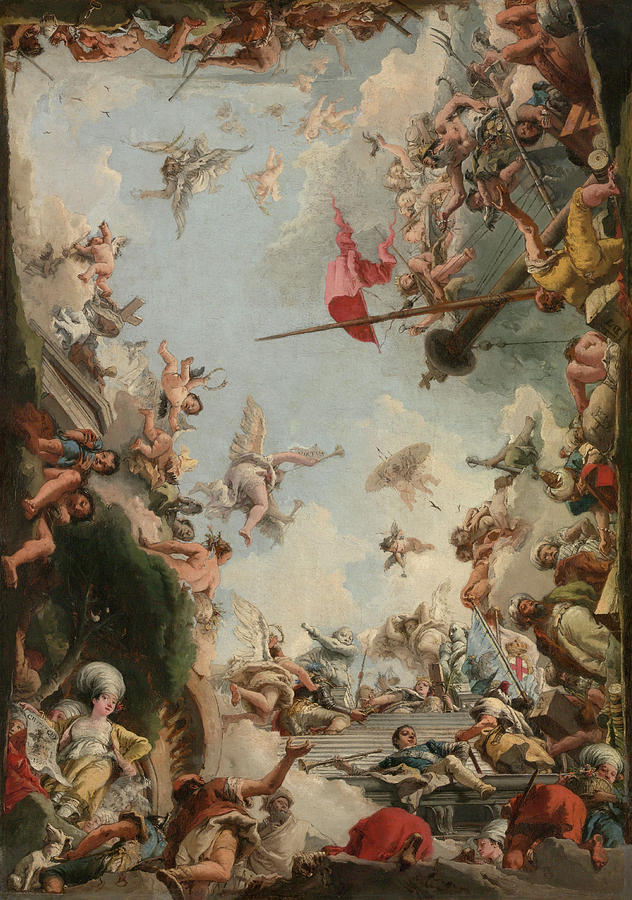 Europe Painting - The Glorification of the Giustiniani Family. #1 by Giovanni Domenico Tiepolo