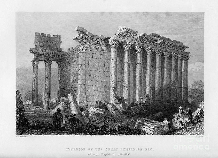 The Great Temple At Baalbec Heliopolis #1 Drawing by Print Collector