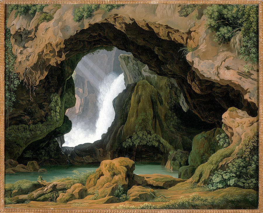 The Grotto of Neptune in Tivoli #2 Painting by Johann Martin von Rohden
