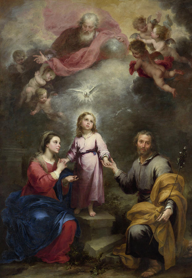 Madonna Painting - The Heavenly and Earthly Trinities #1 by Bartolome Esteban Murillo