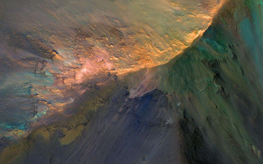 The Hills are Colorful in Juventae Chasma #1 Painting by Celestial Images