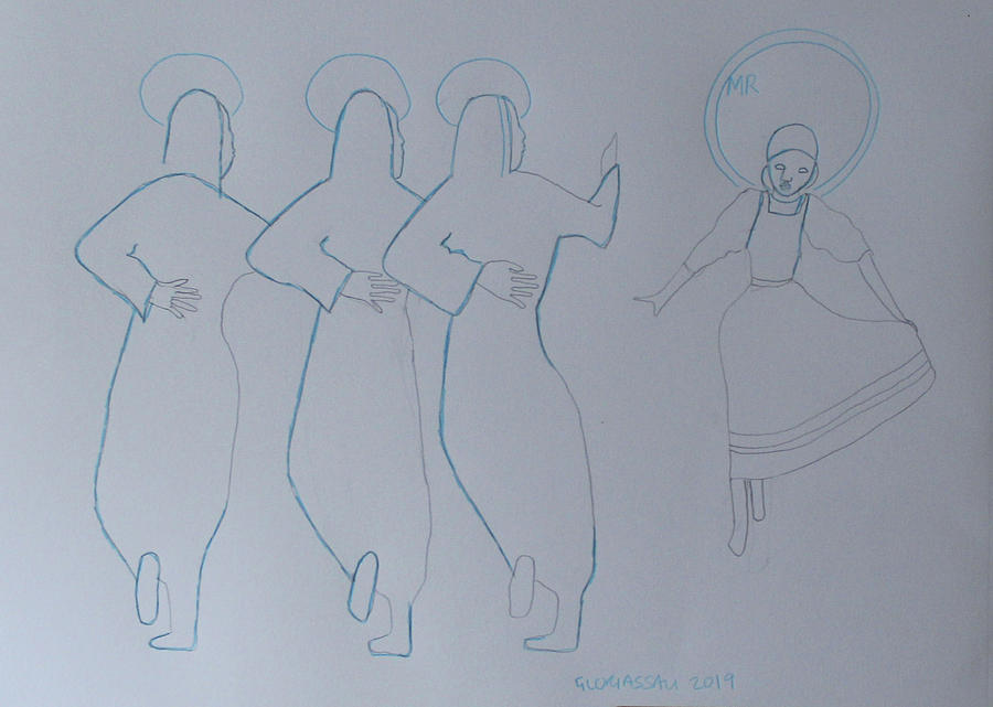The Holy Trinity And Mary Mother of God Lord of The Dance As Sung By Many A Choir Germany #1 Painting by Gloria Ssali