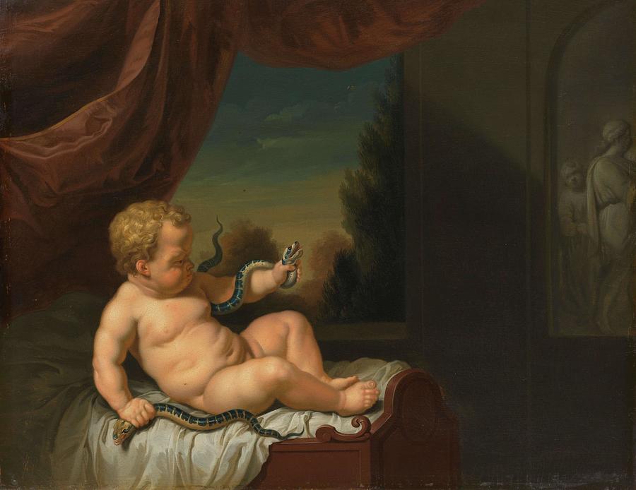 The Infant Hercules with a Serpent. #1 Painting by Pieter van der Werff