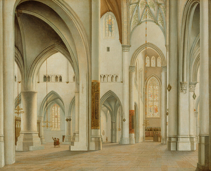 The Interior of St. Bavo, Haarlem #1 Painting by Pieter Jansz Saenredam