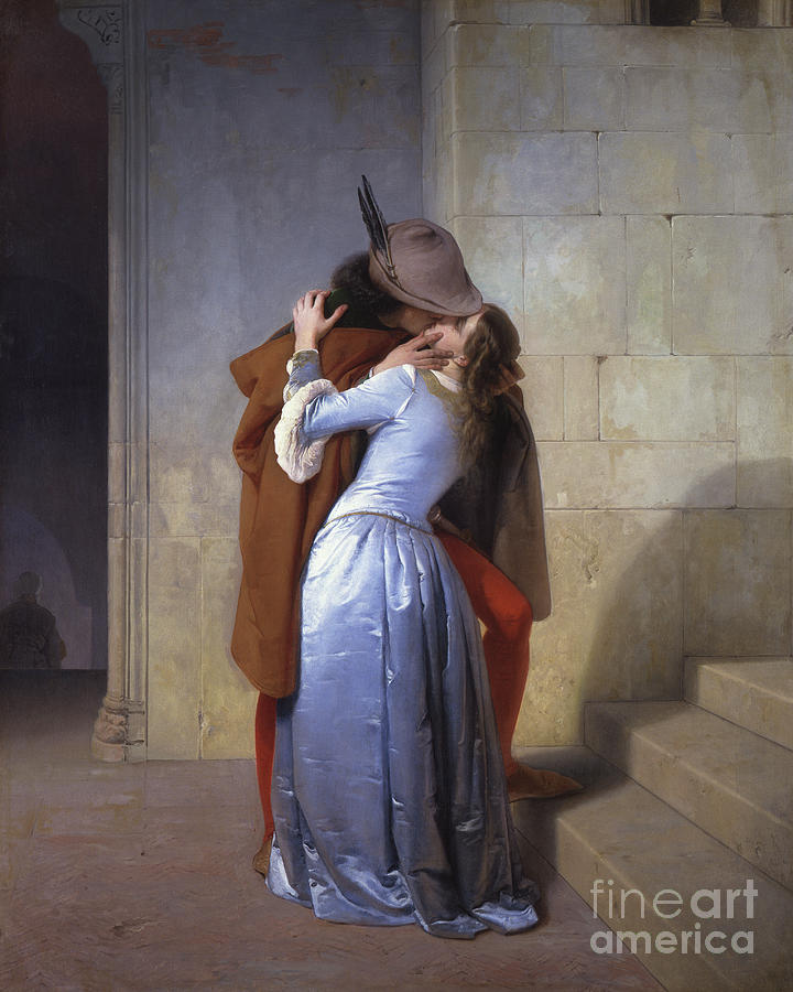 Francesco Hayez Painting - The Kiss, 1859  by Francesco Hayez