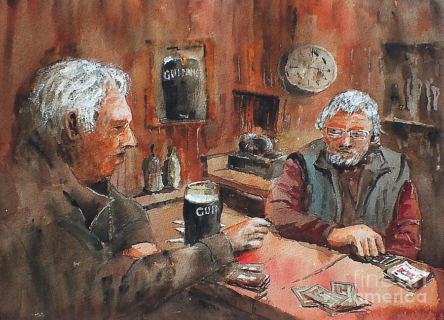 Pubs Painting - The Knave wins #1 by Val Byrne