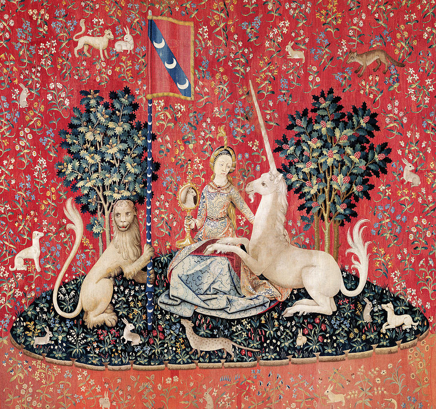 The Lady and the Unicorn; Sight #1 Painting by Unknown