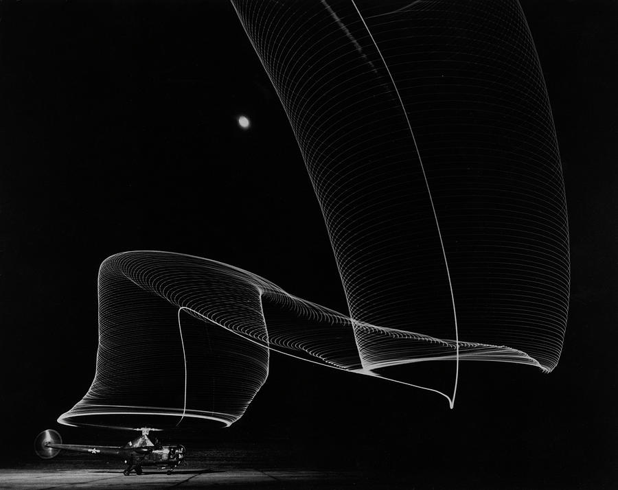 The Light Trail Of A Helicopter Photograph by Andreas Feininger