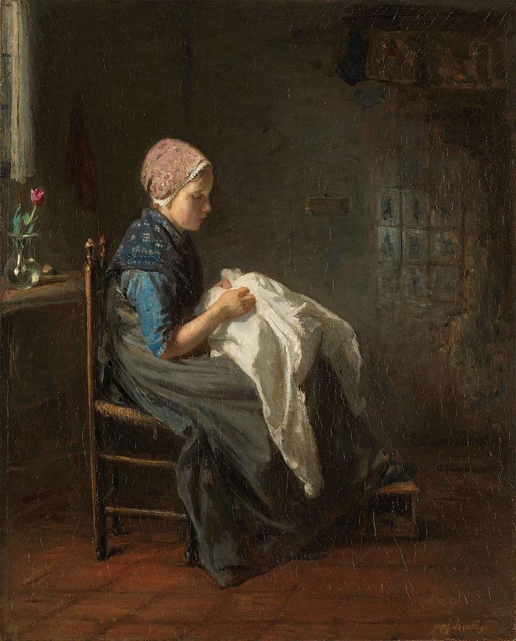 The Little Seamstress. #1 Painting by Jozef Israels