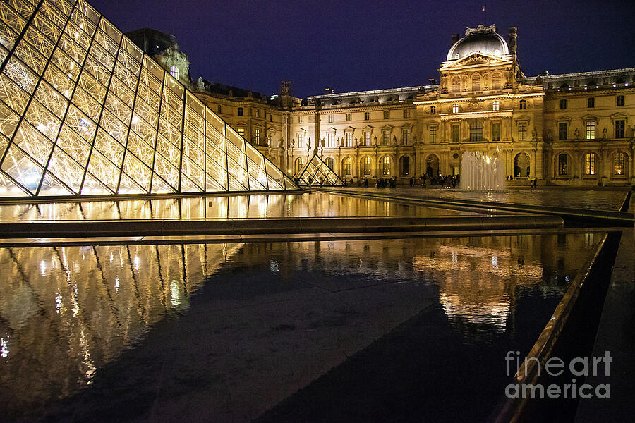 The Louvre Paris France The Pyramid At Night Architecture Photograph