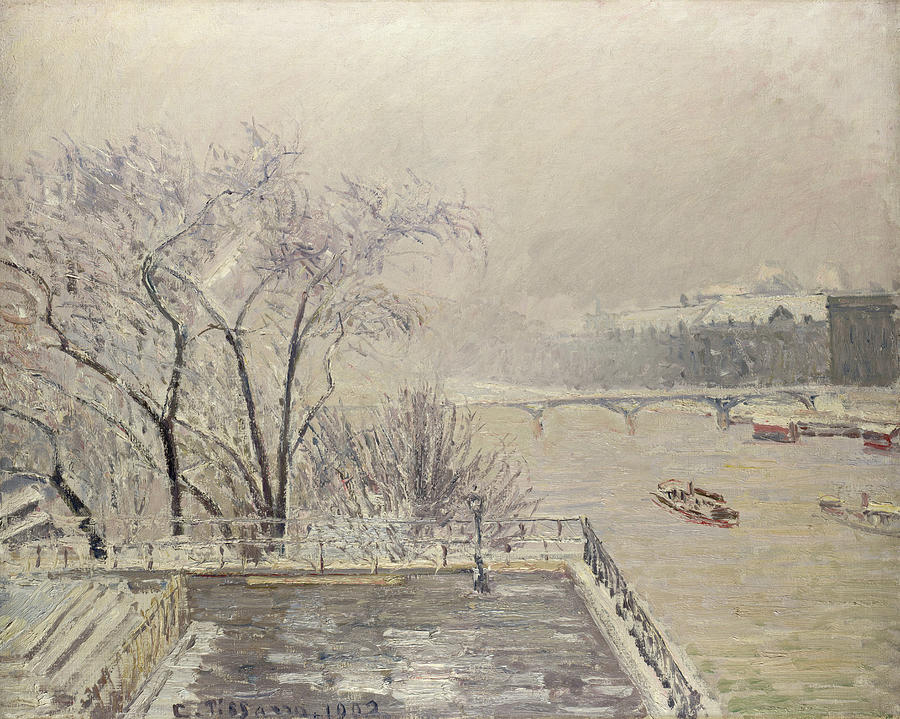 The Louvre under Snow #2 Painting by Camille Pissarro