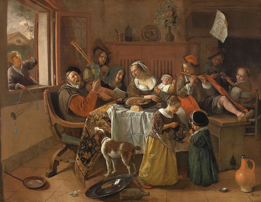 The Merry Family. #1 Painting by Jan Havicksz Steen