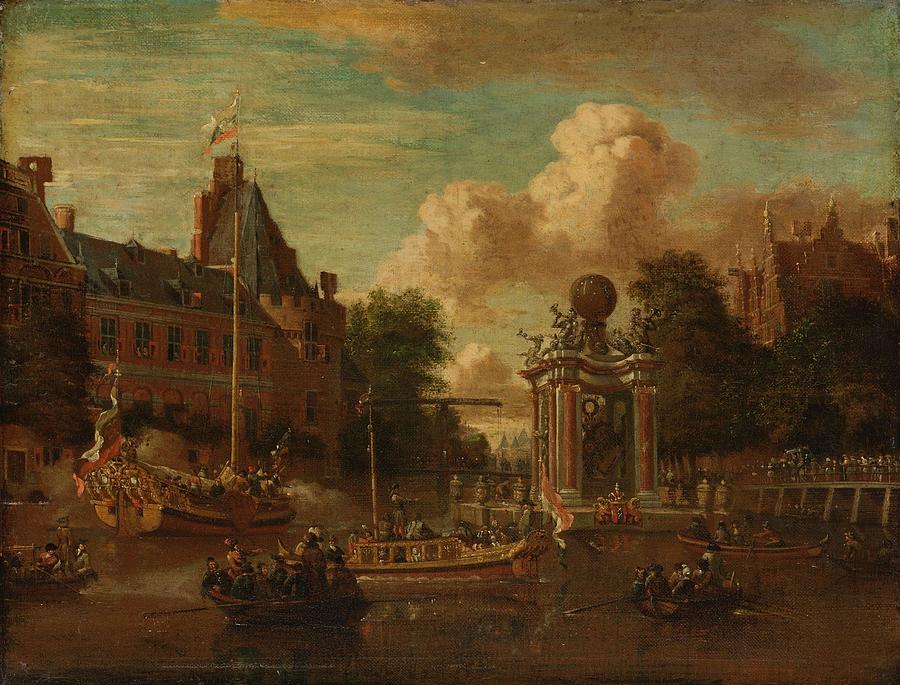 The Muscovite legation visiting Amsterdam, 29 August 1697. #1 Painting by Abraham Storck