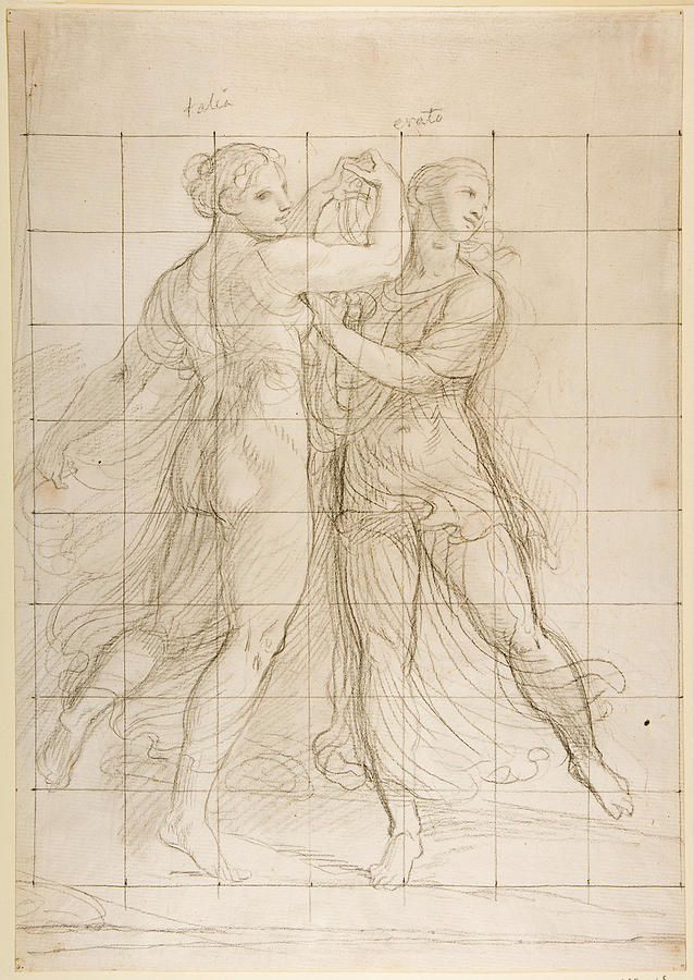 The Muses Thalia and Erato #2 Drawing by Andrea Appiani