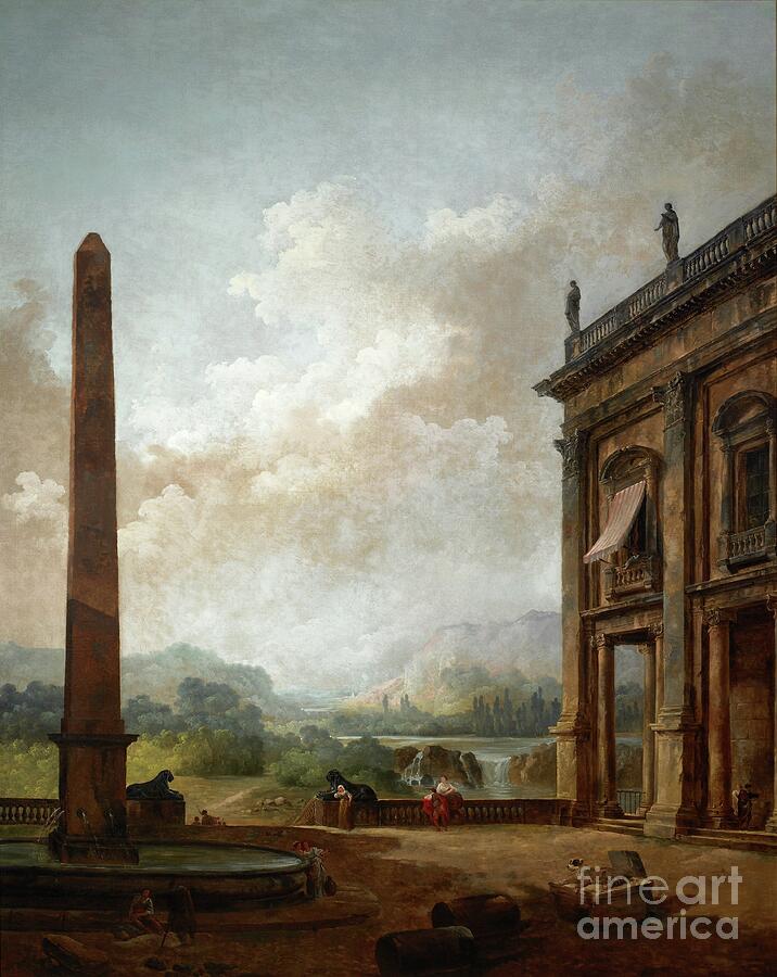 Hubert Robert Painting - The Obelisk by Hubert Robert