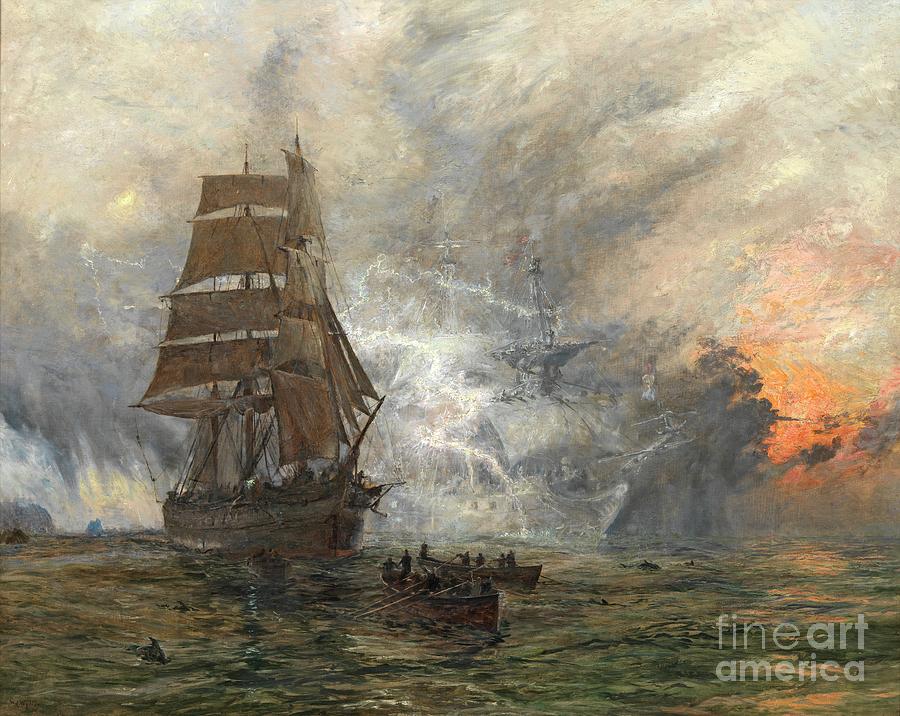 Lightning Painting - The Phantom Ship, C.1889 by William Lionel Wyllie