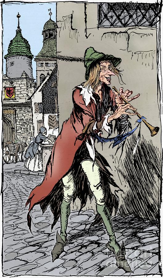 The Pied Piper Of Hamelin #1 Drawing by Print Collector