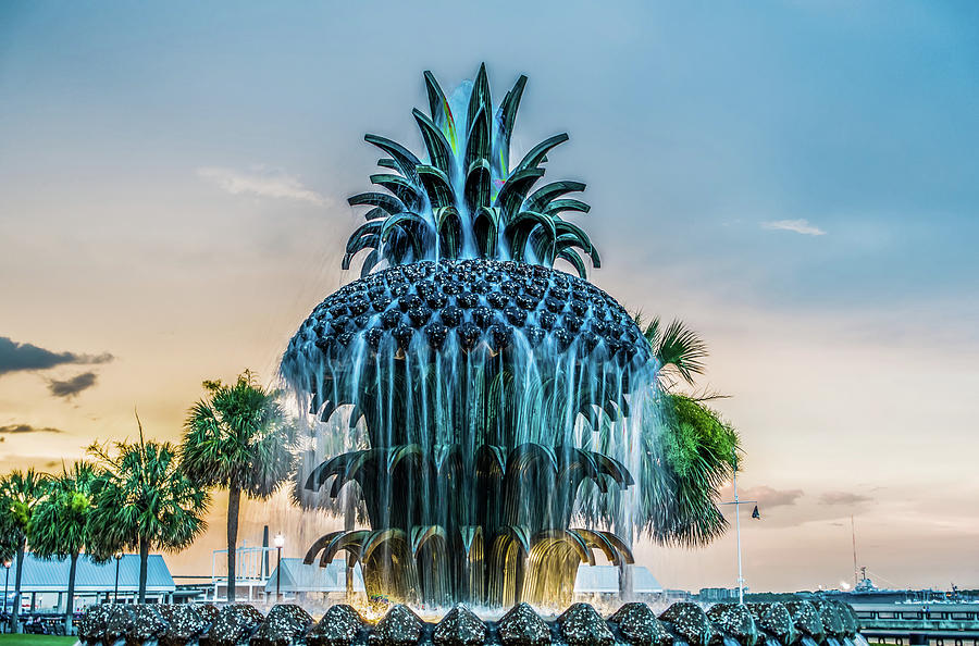 The Pineapple Fountain, at the Waterfront Park in Charleston #1 Photograph by Alex Grichenko