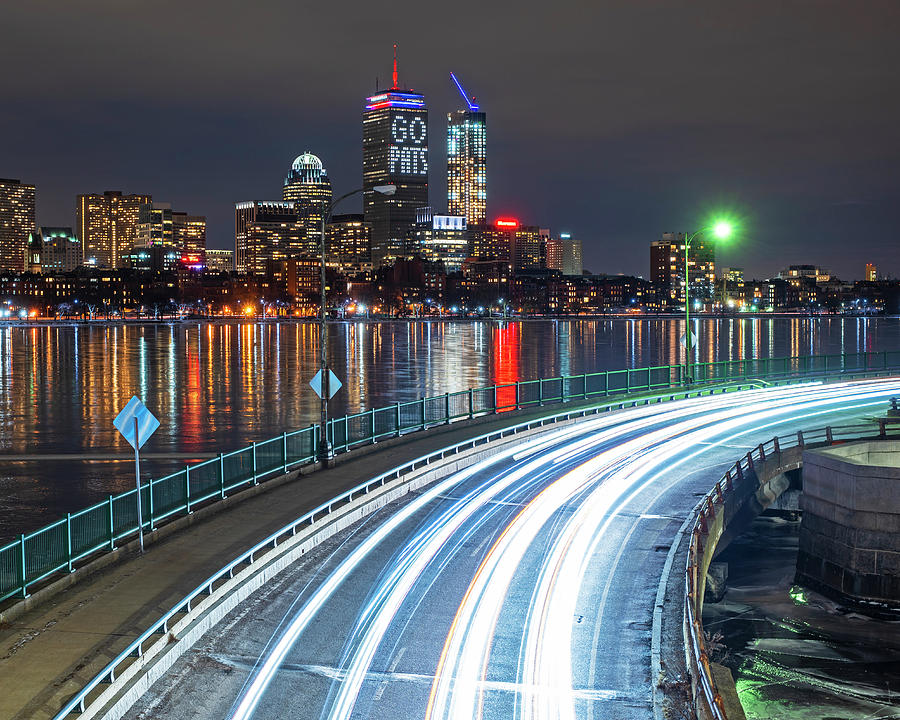 The Pru Lit Up for the New England Patriots #1 Photograph by Toby McGuire