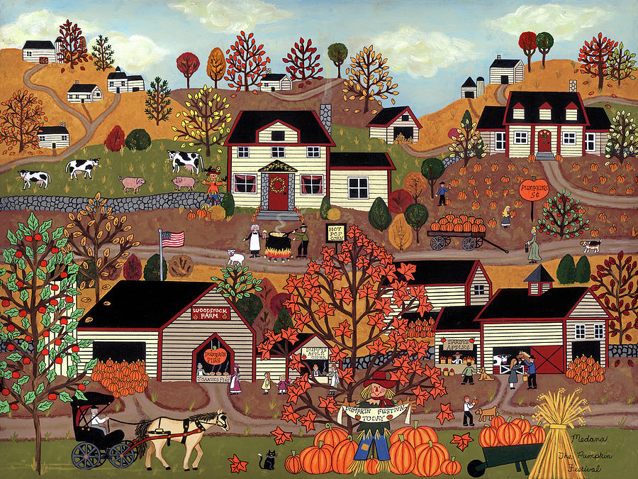 Fall Painting - The Pumpkin Festival #1 by Medana Gabbard