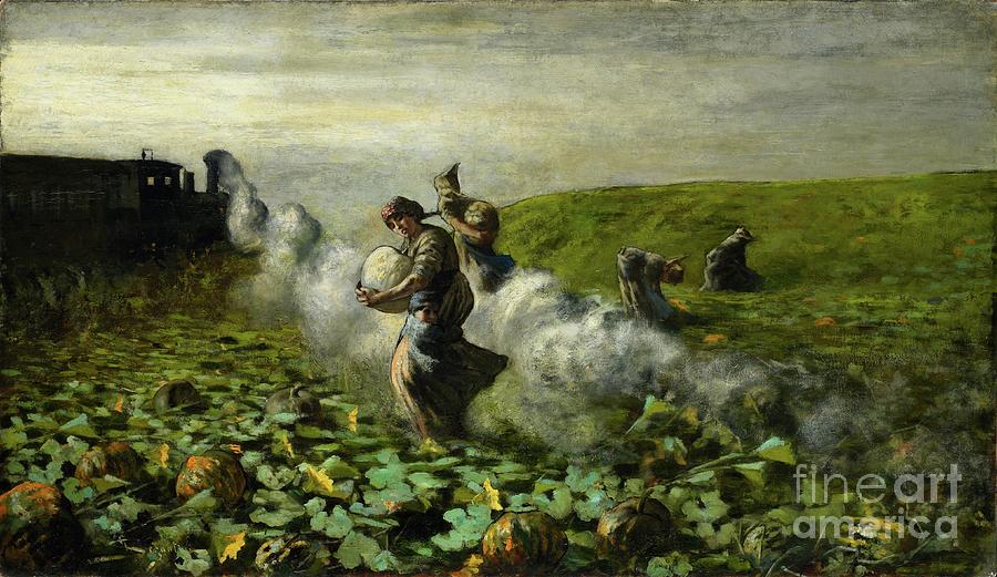 The Pumpkin Harvest, 1897 Painting by Giovanni Segantini