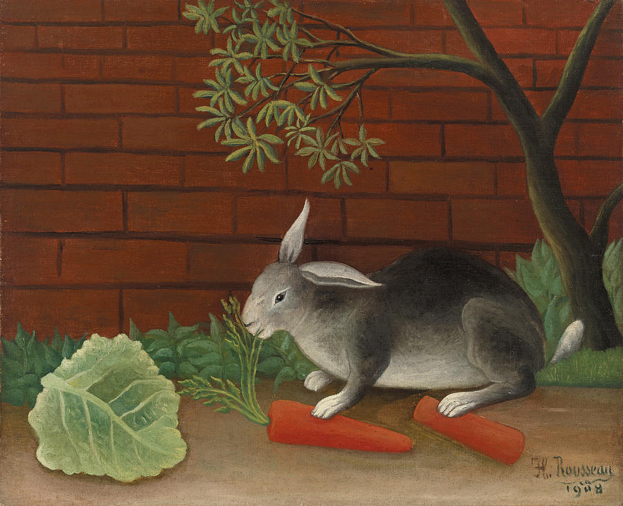 The Rabbits Meal #2 Painting by Henri Rousseau