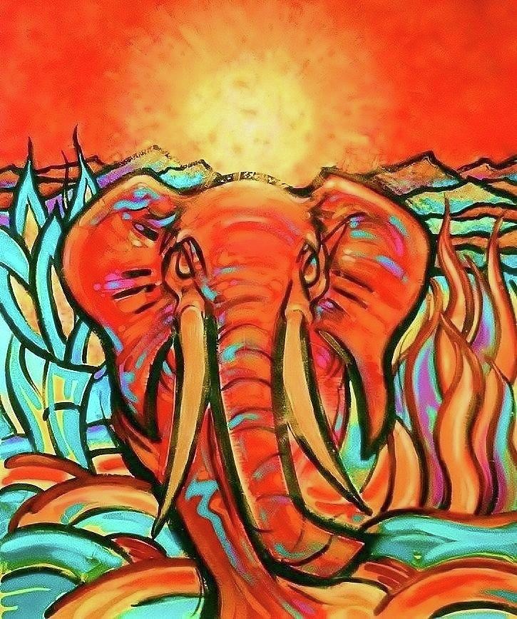 The Red Elephant Painting by Patrick Stickney