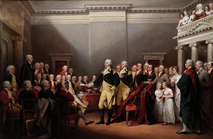 George Washington Painting - The Resignation Of General Washington, December 23, 1783 by John Trumbull