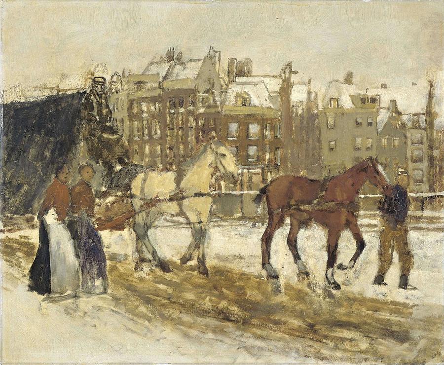 The Rokin, Amsterdam. #1 Painting by George Hendrik Breitner -1857-1923-