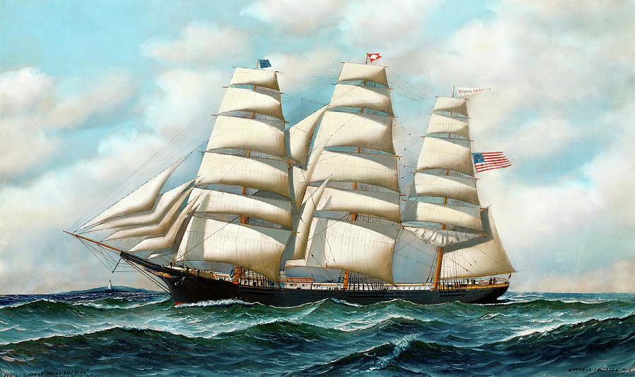 The ship Young America at Sea #1 Painting by Antonio Nicolo Gasparo ...