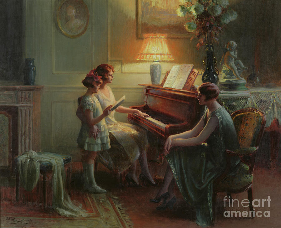 The Singing Lesson Painting by Delphin Enjolras