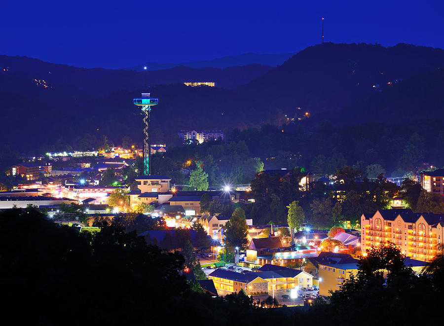 Cityscape Photograph - The Skyline Of Downtown Gatlinburg #1 by Sean Pavone