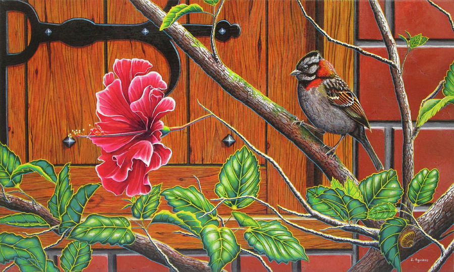 Spring Painting - The Sparrow Who Visit Your Window #1 by Luis Aguirre
