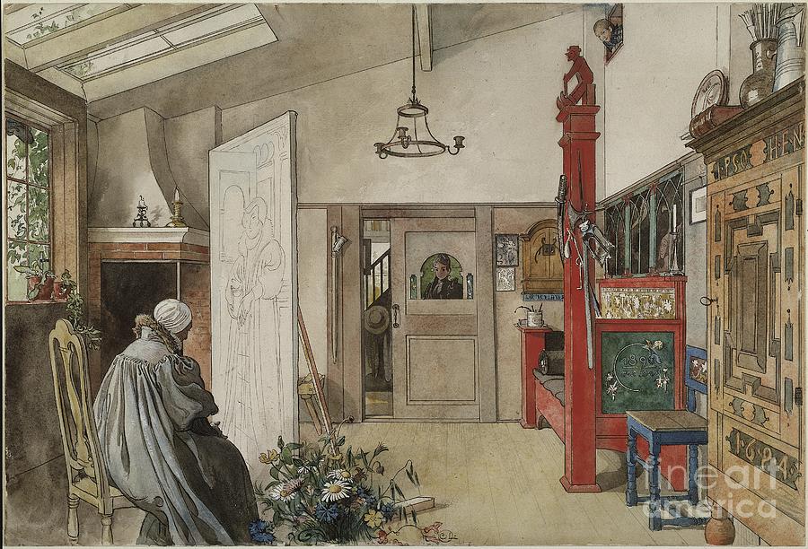 The Studio, From a Home Series, C.1895 Painting by Carl Larsson