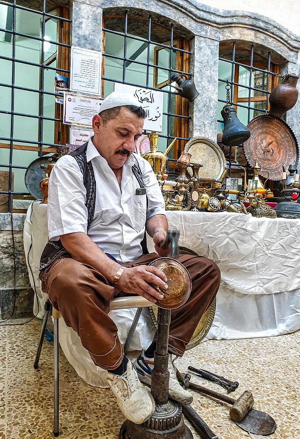 Man Photograph - The Traditional Coppersmith Profession In The City Of Mosul #1 by Bashar Alsofey