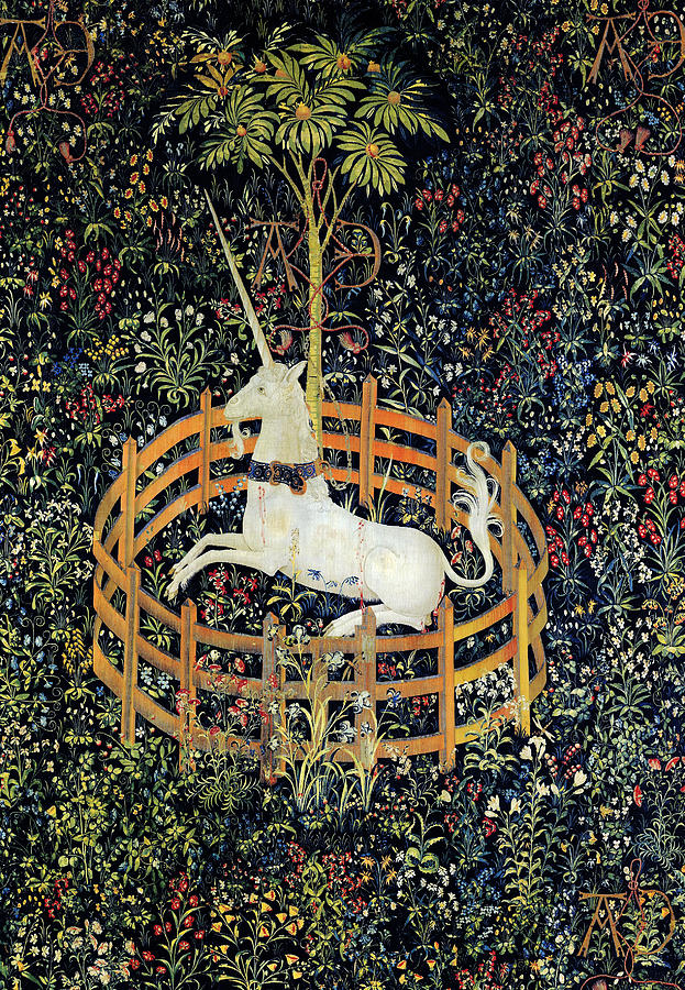 The Unicorn in Captivity #1 Painting by Unknown
