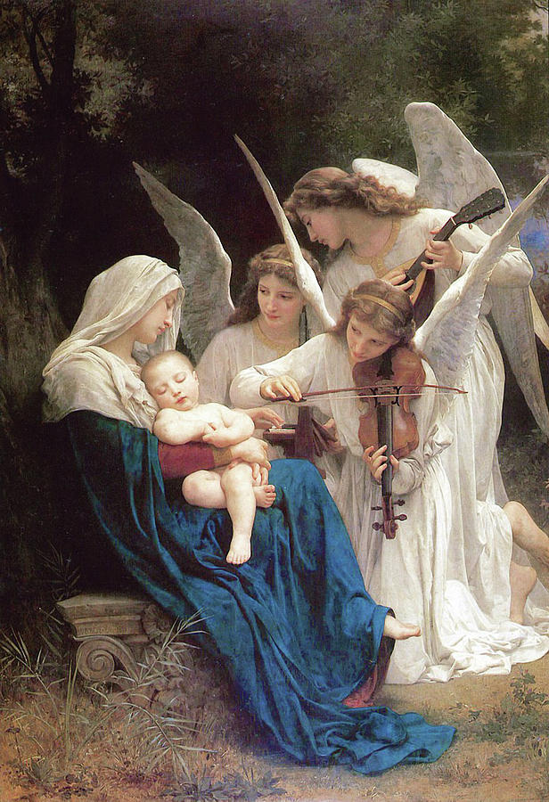 The Virgin Mary With Angels 102 #1 Mixed Media by William Adolphe Bouguereau