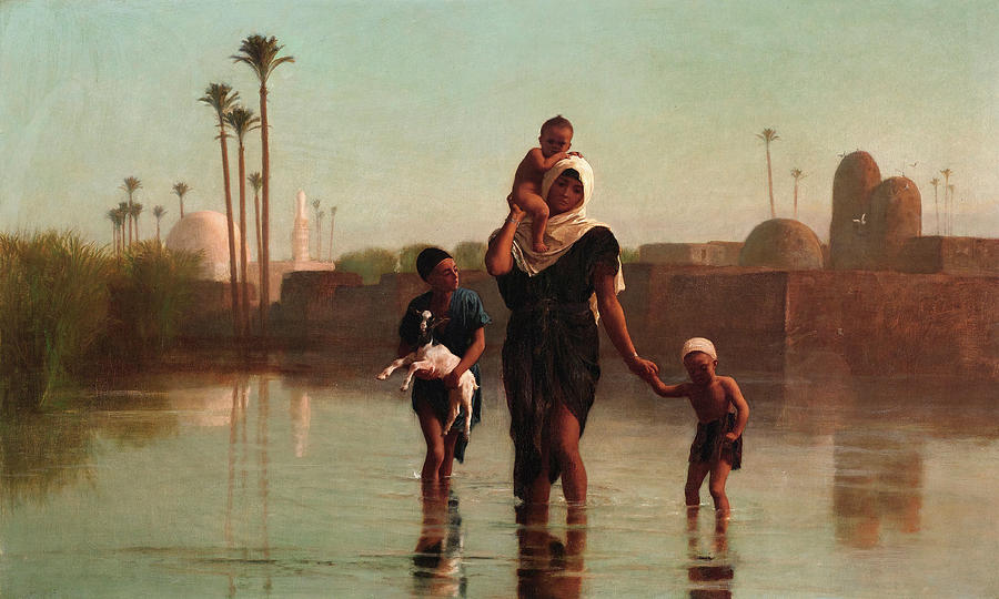 Frederick Goodall Painting - The way from the village - Time of inundation, Egypt #2 by Frederick Goodall
