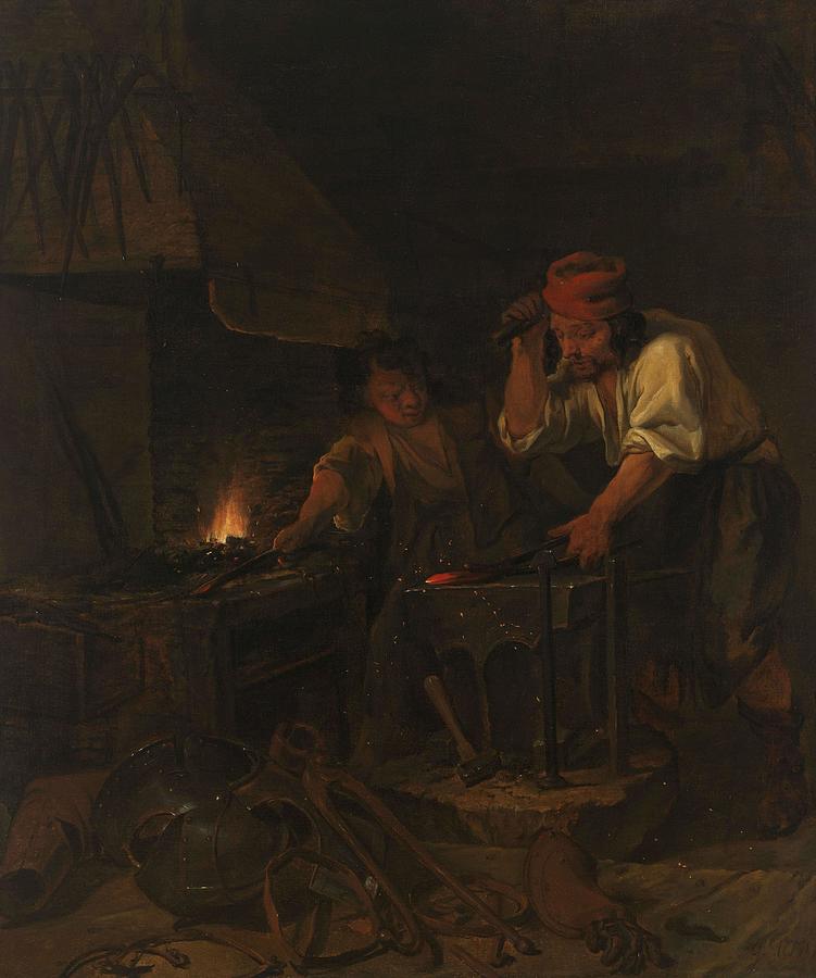 The Weaponsmith. #1 Painting by Gabriel Metsu The Weaponsmith. #1 Painting by Gabriel Metsu