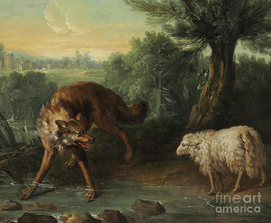 Wildlife Painting - The Wolf and the Lamb by Jean-Baptiste Oudry