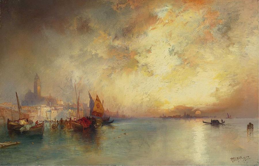 Nature Painting - Thomas Moran 1837-1926, View of Venice #1 by Thomas Moran