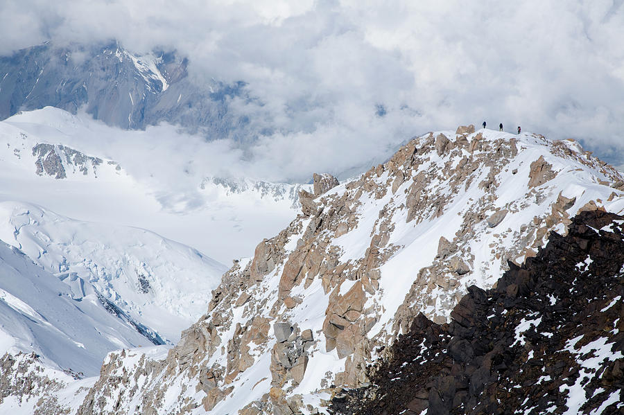 Three Climbers Ascending Denali #1 Photograph by Adam Clark