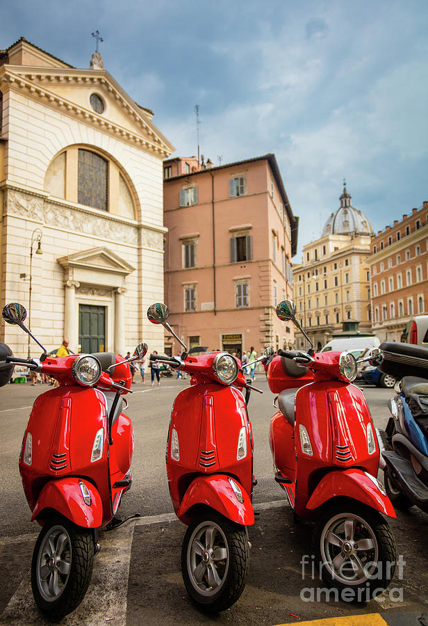 Three Red Scooters #2 Photograph by Inge Johnsson